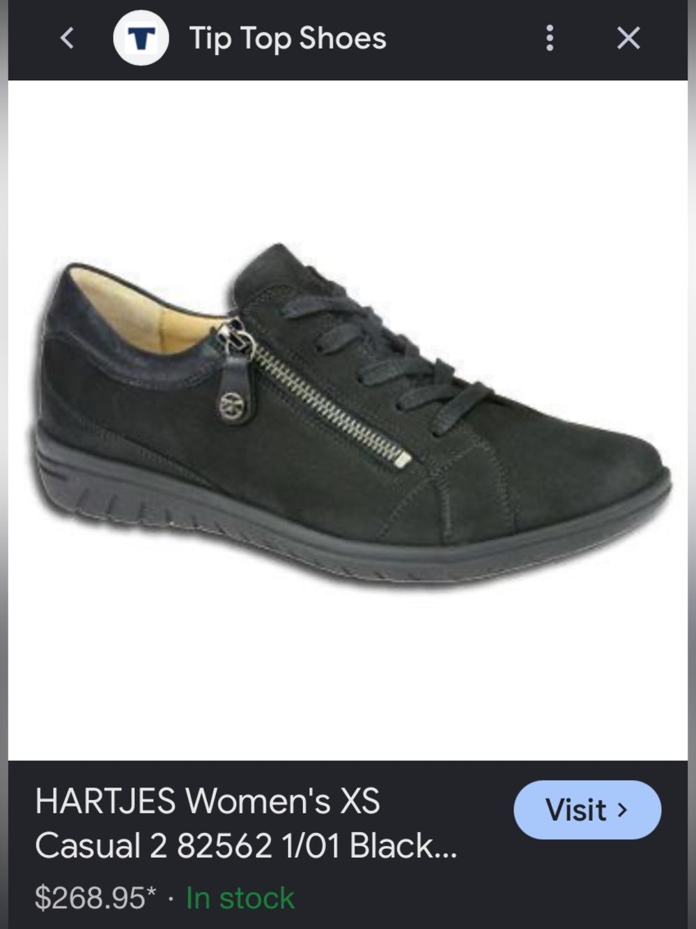 Hartjes Black Leather OTHOTIC Sneakers with Side Zipper